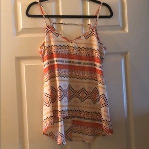Coral and Gold Aztec Print Tank